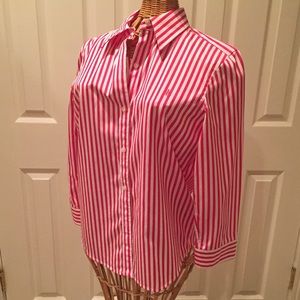 💕 Pink + white striped Ralph Lauren button down